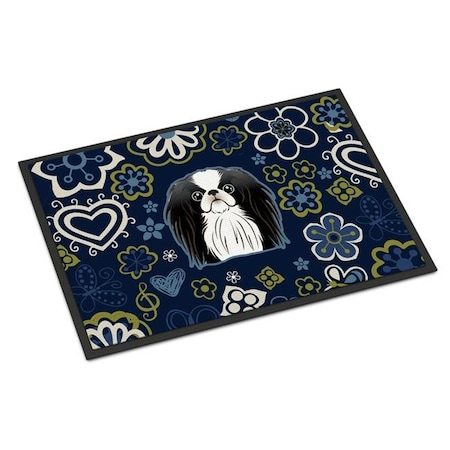 Carolines Treasures Carolines Treasures BB5081JMAT 24 x 36 in. Blue Flowers Japanese Chin Indoor or Outdoor Mat BB5081JMAT